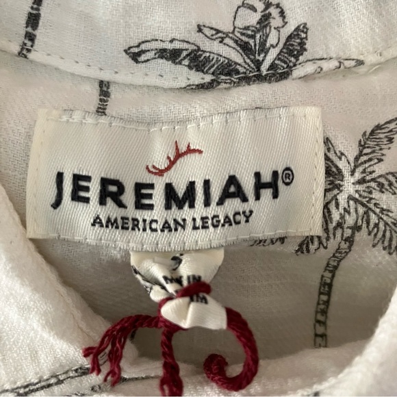 NWT Men’s 100% Cotton Palm Tree Print Short Sleeve Collared Button Shirt (Small) - Picture 6 of 8